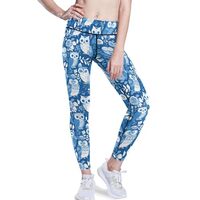 Owl Blue Women Yoga Leggings Sports Athletic Pants Stretchy High Waisted XL