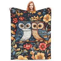 Owl Throw Blanket 60"x50" Soft Flannel Blankets for Couch Bed Travel Lightweight Throws fo