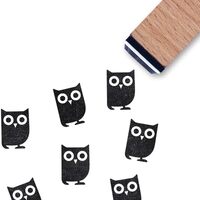 Retro Owl Rubber Stamp, 3/5 Inch Small Mini Stamp for Scrapbooking Card Making Planner