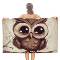 IOLVSHGH Cute Owl Beach Towels Oversized 31"X 51" Extra Large Microfiber Pool Towel Sand F