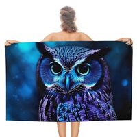 IOLVSHGH Blue Owl Beach Towels Oversized 31"X 51" Extra Large Microfiber Pool Towel Sand F