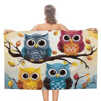 FZMVSQH Owls on Tree Branches Beach Towels Oversized 31"X 51" Extra Large Microfiber Pool 