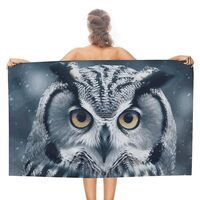 IOLVSHGH Grey and White Owl Beach Towels Oversized 31"X 51" Extra Large Microfiber Pool To