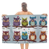 FZMVSQH Owls Birds Beach Towels Oversized 31"X 51" Extra Large Microfiber Pool Towel Sand 