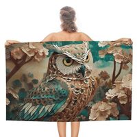 FZMVSQH Owl Beach Towels Oversized 31"X 51" Extra Large Microfiber Pool Towel Sand Free Li