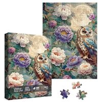 Vintage Owl Puzzles for Adults 1000 Pieces, Pretty Flower Bird Nature Plant Jigsaw Puzzles, Art Beau