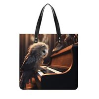 BWQJKUO Fashionable Large-capacity Owl Plays Piano Printed Leather Handbag, A Versatile Choice for C