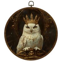 Vintage Crown Owl Wall Art Decor,Retro Bird Mid Century Modern Wall Art Canvas Frame Hanging Prints,