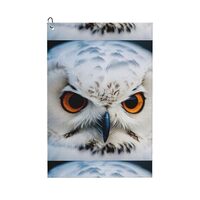 LMNUDS Snowy Owl Eyes Printing Golf Towel 24" X 16" with Carabiner Clip,The Convenient Cle