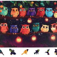 Ixfyloop Owl Family Wooden Puzzles for Adults, Animal Jigsaw Puzzles with Box 500 Pieces, Thanksgivi