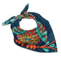 CWECVWE Large Head Silk Scarves Multi Purpose Bandanas Ethnic Owl Dress Decor Handkerchief, 18"