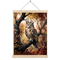 FITIE Fall Owl Canvas Wall Art Poster Hanger Frames, Owl Wall Decor, Farmhouse Autumn Tree Botanical