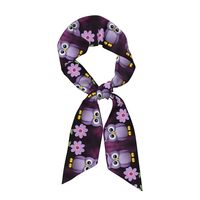 UTRSIFB Neck Scarf Women, Lightweight Chiffon Skinny Bandanas Headband for Bag Decor, Purple Flower 