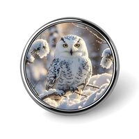 Winter White Owl Lapel Pin Fashion Brooch Pin Cute Button Badges Round Button Pins Enamel Pins Metal
