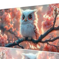 Owl Gaming Mouse Pad Pink Flower Cartoon Cute Baby XL Large Desk Mat Extended Laptop Keyboard Mat Ga