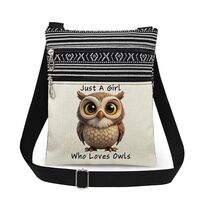 XiaoGalaee Owl Enthusiast Print Adjustable Shoulder Strap Crossbody Bag Men Zipper Messenger Bag Bir