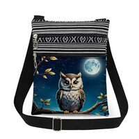 XiaoGalaee Owl Moon Print Crossbody Bag Adjustable Shoulder Strap for Women Gift Daily Use Messenger