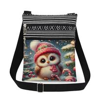 XiaoGalaee Snow Owl Print Crossbody Bag Christmas-themed Adjustable Shoulder Strap Messenger Bag for