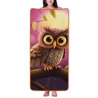 RTSTNMBD Owl Bath Towel Super Absorbent Soft Coral Velvet Towels Lightweight Microfiber Beach Towels