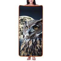 RTSTNMBD Owl and Moon Bath Towel Super Absorbent Soft Coral Velvet Towels Lightweight Microfiber Bea
