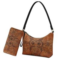 Nittanovaca Owl Print Underarm Bag and Wallet Set, Leather Underarm Purse Casual Hobo Bag for Women,