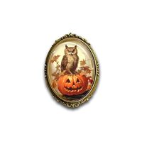 Fall Owl Brooch, Halloween Owl Pin, Owl and Pumpkin Brooch, Fall Jewelry, Fall Pin, Woodland Animal 