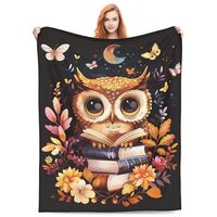 Owl Throw Blanket for Women Man Lightweight Soft Warm Blankets Flannel for Bed Sofa Couch Travel Cam