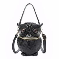 DAFFGUI Women Unique Owl PU Evening Bag Vintage Top Handle Zipper Clutch Purse for Party Gala Birthd
