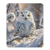 Square Mouse Pads Winter White Owl Mouse Pad for Computers Laptop Desk Washable Mousepad Non-Slip Mo