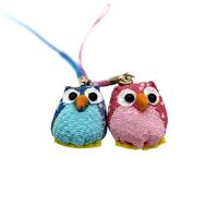 S&Ouml;P&Ouml;S&Ouml;P&Ouml; Chirimen Owl Charm Set &ndash; Blue & Pink Pair x 14cm Set Maid in 