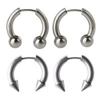 Pierced Owl Set of 2 Pairs of 18GA Stainless Steel Faux Stretched 8GA Spike and Ball Ends Horseshoe