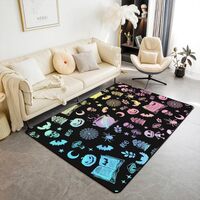 Erosebridal Colorful Kids Halloween Area Rug 3x5 for Bedroom Skull Skeleton Spider Web Pumpkin Livin
