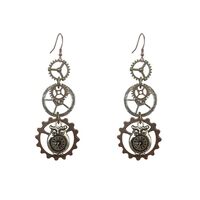 GBAHFY Retro Steampunk Gear Owl Clock Earrings Gothic Vintage Mechanical Gear Clock Dangle Earrings 