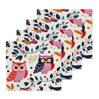 Haskirky Washcloths 4 Pack Cute Owl Cotton Wash Cloths - 12 x 12 Inches Highly Absorbent Soft Face T