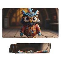 Large Gaming Mouse Pad - Cute Colorful Owl Print Desk Mat with Stitched Edges, Rubber Base Desk Pad,