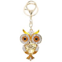 Hikiwin Charm Keychain for Women,Crystal Key Chain with Diamond Owl Pendant, Cute Bag Purse Keyring 