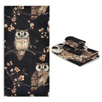 ALAZA Owl Leaf Bohemia Bath Towels Set 3 Piece 1 Bathroom Towels 1 Hand Towel 1 Washcloth Soft Luxur
