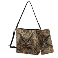 Rchsomd Leather Owl Print Large Shoulder Bag with Leather Wallet for Women, Waterproof Top-Handle Ha
