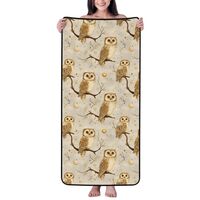 Cotton Bath Towels for Bathroom - Moon Owl Print Microfiber Towels for Body Bath Sheets, Quick Dry B