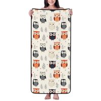 Cotton Bath Towels for Bathroom - Cute Owl Cartoon Print Microfiber Towels for Body Bath Sheets, Qui