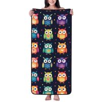 Cotton Bath Towels for Bathroom - Cartoon Owl Colorful Print Microfiber Towels for Body Bath Sheets,