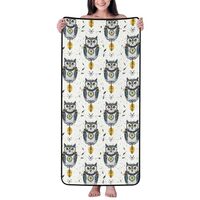 Cotton Bath Towels for Bathroom - Simple Owl Print Microfiber Towels for Body Bath Sheets, Quick Dry