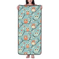 Cotton Bath Towels for Bathroom - Colorful Owl Cute Print Microfiber Towels for Body Bath Sheets, Qu