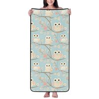 Cotton Bath Towels for Bathroom - Heart Owl Print Microfiber Towels for Body Bath Sheets, Quick Dry 