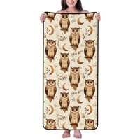 Cotton Bath Towels for Bathroom - Owl Moon Print Microfiber Towels for Body Bath Sheets, Quick Dry B