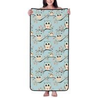 Cotton Bath Towels for Bathroom - Cartoon Owl Print Microfiber Towels for Body Bath Sheets, Quick Dr
