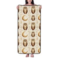 Cotton Bath Towels for Bathroom - Owl Moon (A) Print Microfiber Towels for Body Bath Sheets, Quick D