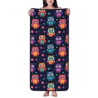 Cotton Bath Towels for Bathroom - Cute Owl Colorful Print Microfiber Towels for Body Bath Sheets, Qu