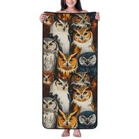 Cotton Bath Towels for Bathroom - Colorful Owl Print Microfiber Towels for Body Bath Sheets, Quick D