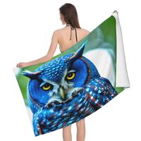 SXOOGE Blue Owl Towels for Bathroom, Super Soft and Absorbent, Large Bath Towel, 32 x 52 Inches, Lig